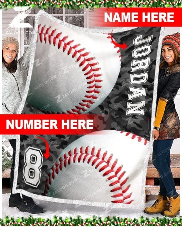 Custom  – Baseball – Baseball Camo Blanket