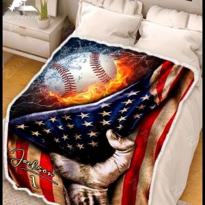 Custom  – Baseball – Flag Blanket