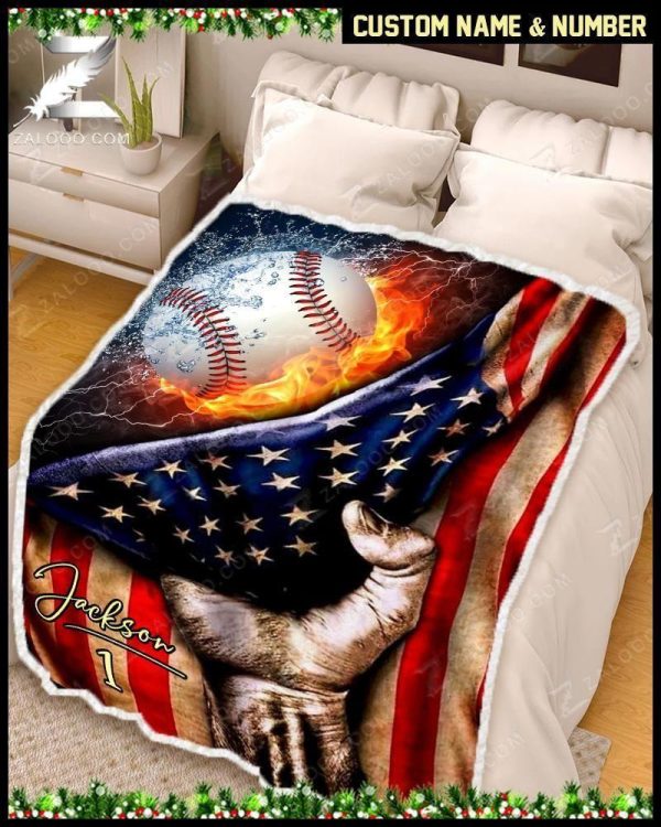 Custom  – Baseball – Flag Blanket