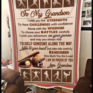 Custom  – Baseball – Grandson – I Am So Proud Of You Blanket