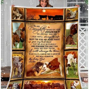 Custom  – Cow – For Daughter From Mom – Journey Blanket