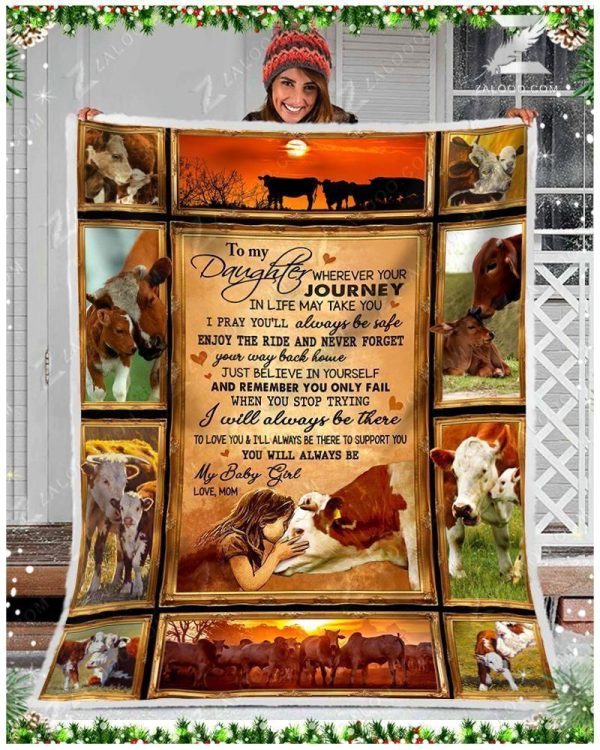 Custom  – Cow – For Daughter From Mom – Journey Blanket