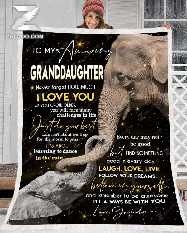 Custom  – Elephant – To My Granddaughter (grandma) – Just Do Your Best Blanket