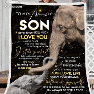 Custom  – Elephant – To My Son (mom) – Just Do Your Best Blanket