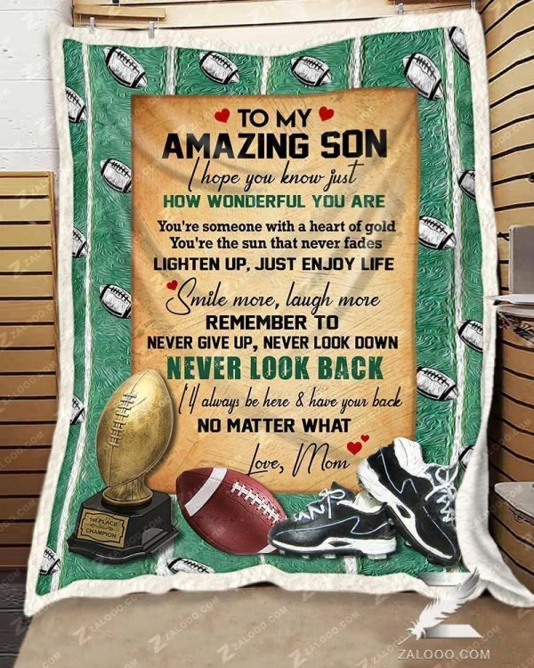 Custom  – Football – For Son From Mom – Never Look Back Blanket