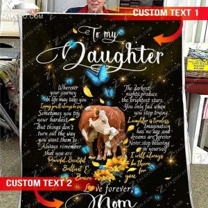 Custom  – For Daughter From Mom – Cow – I Will Always Be There For You – Heart Blanket