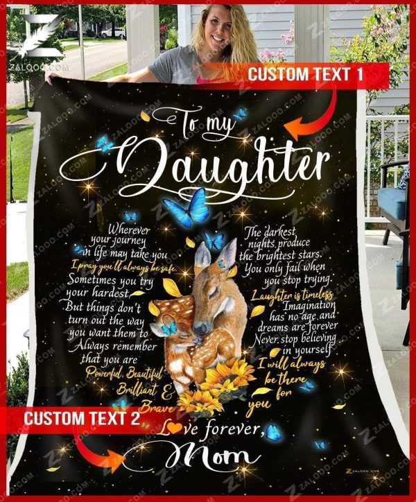 Custom  – For Daughter From Mom – Deer – I Will Always Be There For You – Heart Blanket