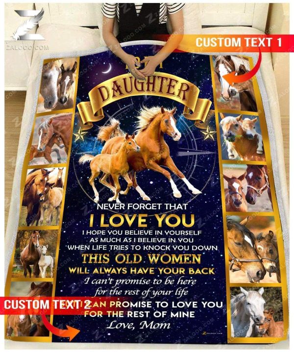 Custom  – For Daughter From Mom – Horse – I Will Always Have Your Back Blanket