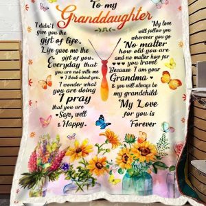 Custom  – For Granddaughter From Grandma – Butterfly – My Love For You Is Forever Blanket