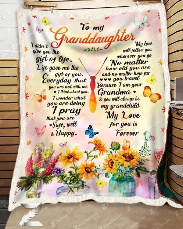 Custom  – For Granddaughter From Grandma – Butterfly – My Love For You Is Forever Blanket