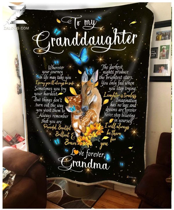 Custom  – For Granddaughter From Grandma – Deer – I Will Always Be There For You – Heart Blanket