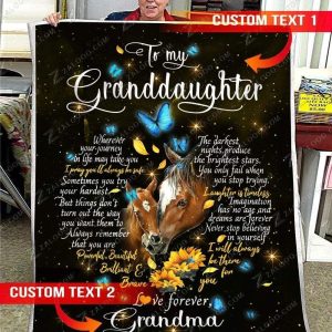 Custom  – For Granddaughter From Grandma – Horse – I Will Always Be There For You – Heart Blanket