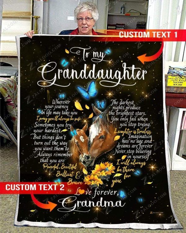 Custom  – For Granddaughter From Grandma – Horse – I Will Always Be There For You – Heart Blanket