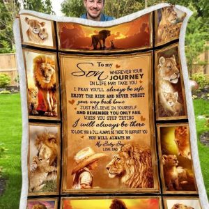 Custom  – For Son From Dad – Lion – Journey Blanket