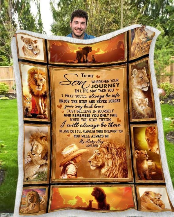 Custom  – For Son From Dad – Lion – Journey Blanket