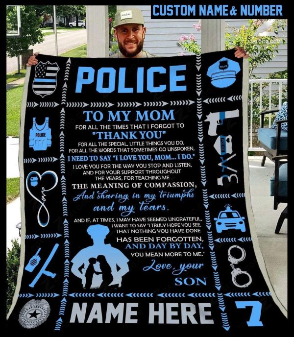 Custom  – Police – Mom – Thank You Blanket