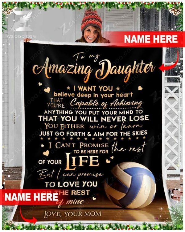 Custom  – Volleyball – To My Daughter (mom) – You Will Never Lose Blanket