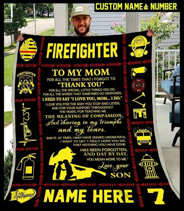 Customized  Gift For Firefighter Mom Thank You For All The Times Blanket