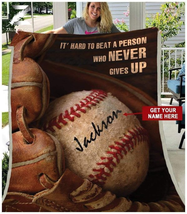 Customized Name  Gift For Baseball Lovers Never Give Up Blanket