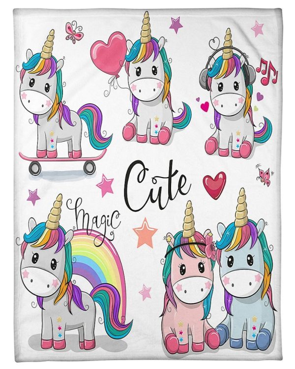 Cute Cartoon Unicorns Blanket