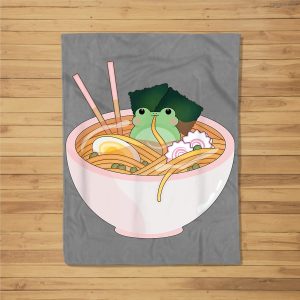 Cute Frog Ramen Fleece Blanket