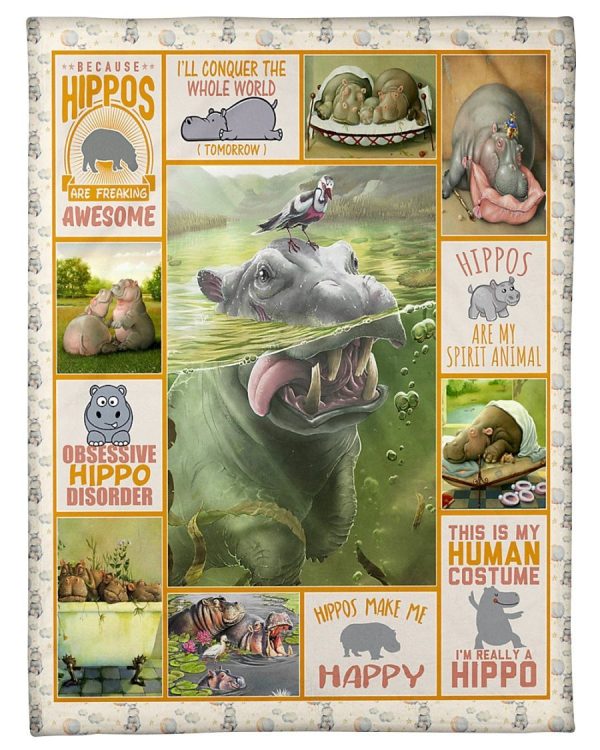 Cute Hippos Make Me Happy Blanket