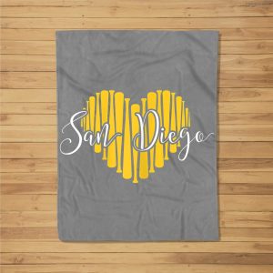 Cute I Love San Diego Baseball Bat Heart Fleece Blanket