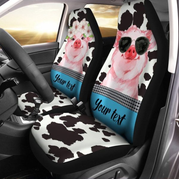 Cute Pink Pig Car Seat Covers Custom Name Car Interior Accessories