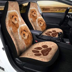 Cute Poodle Car Seat Covers Custom Vintage Rose Car Interior Accessories