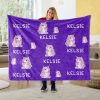 Cute Purple Unicorn Custom Text Name Blanket