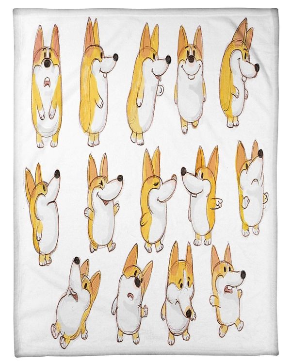 Cute Sleepaholic Corgi Dogs Blanket