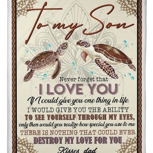 Dad Gift For Son Turtle Nothing Could Destroy My Love Blank Blanket