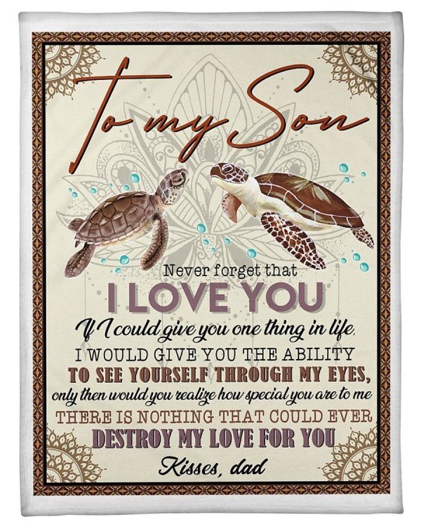 Dad Gift For Son Turtle Nothing Could Destroy My Love Blank Blanket