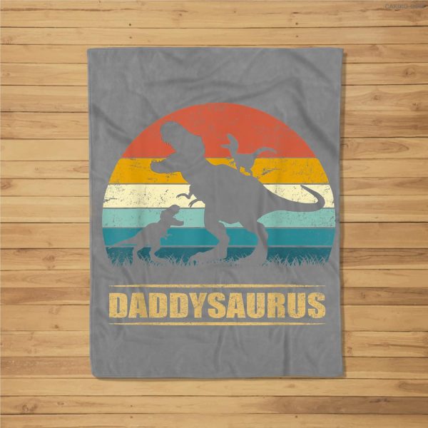 Daddy Dinosaur Daddysaurus 2 Kids Father’S Day Gift For Dad Fleece Blanket