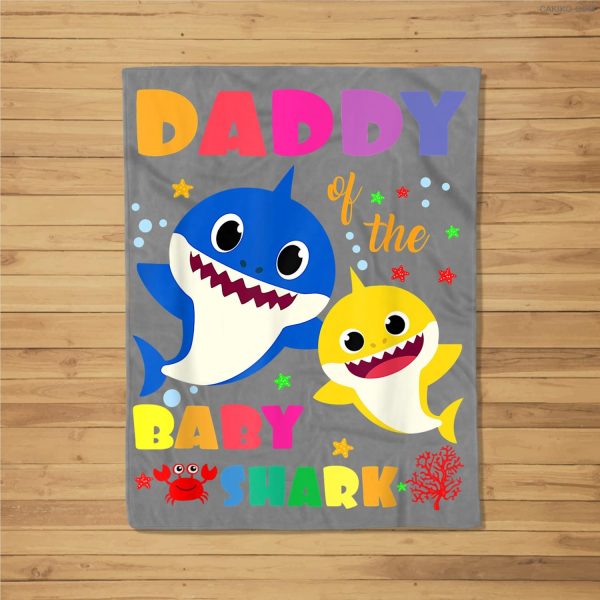 Daddy Of The Baby Shark Birthday Daddy Shark Fleece Blanket