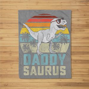 Daddysaurus T Rex Dinosaur Daddy Saurus Family Matching Fleece Blanket