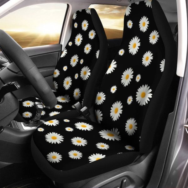 Daisy Car Seat Covers Custom Flower Pattern Car Accessories