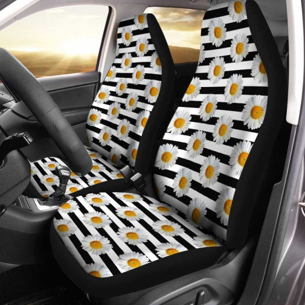 Daisy Flower Car Seat Covers Custom Floral Car Accessories