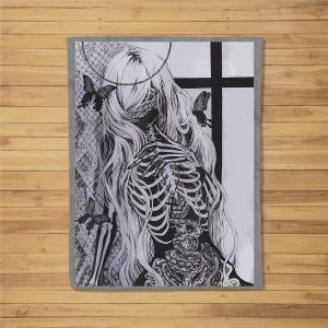 Dark Art Grunge Goth Occult Gothic Aesthetic Girl Horror Fleece Blanket