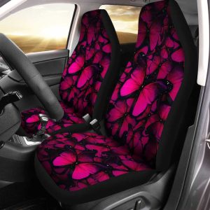 Dark Pink Butterfly Car Seat Covers Custom Car Accessories