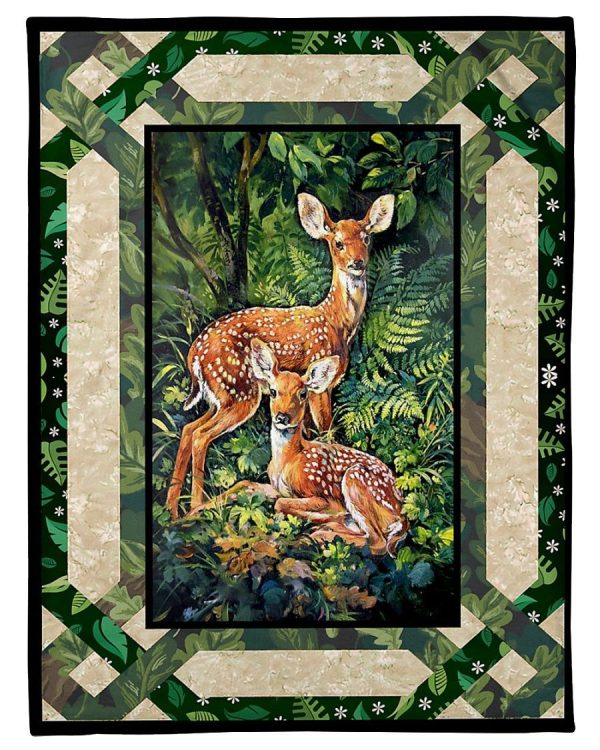 Deer Couple In The Garden Blanket