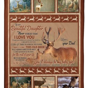 Deer Dad To Daughter Custom Desgin For Family Blanket