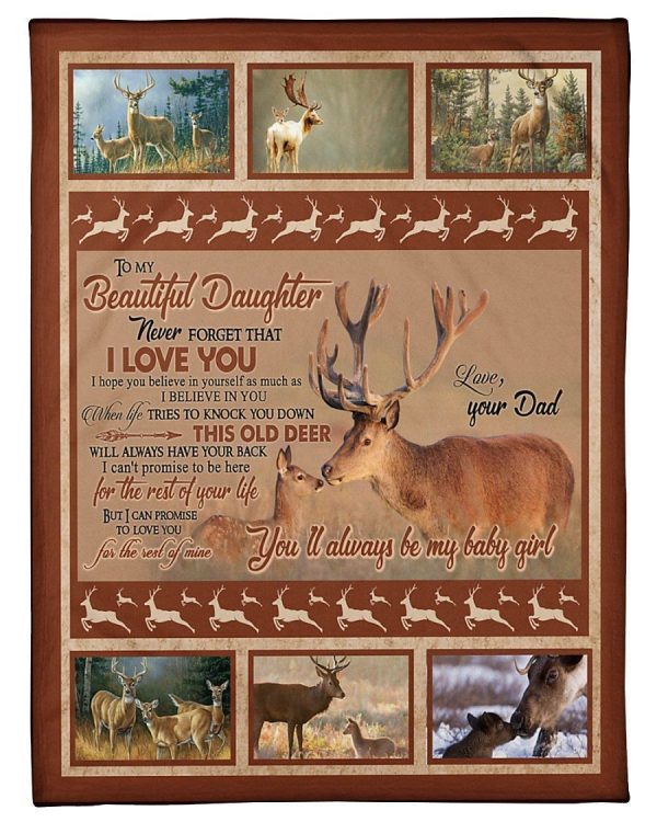 Deer Dad To Daughter Custom Desgin For Family Blanket