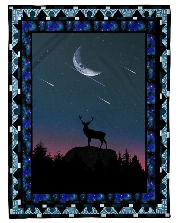 Deer In The Mountain And Moon Blanket