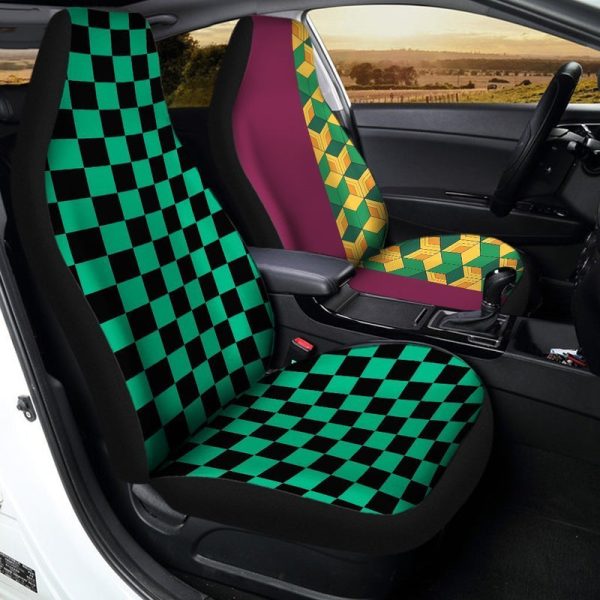 Demon Slayer Tanjiro And Giyuu Car Seat Covers Custom Uniform Anime Car Accessories