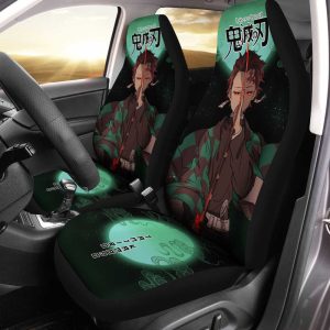 Demon Slayer Tanjiro Car Seat Covers Under Moonlight Custom Anime Car Accessories