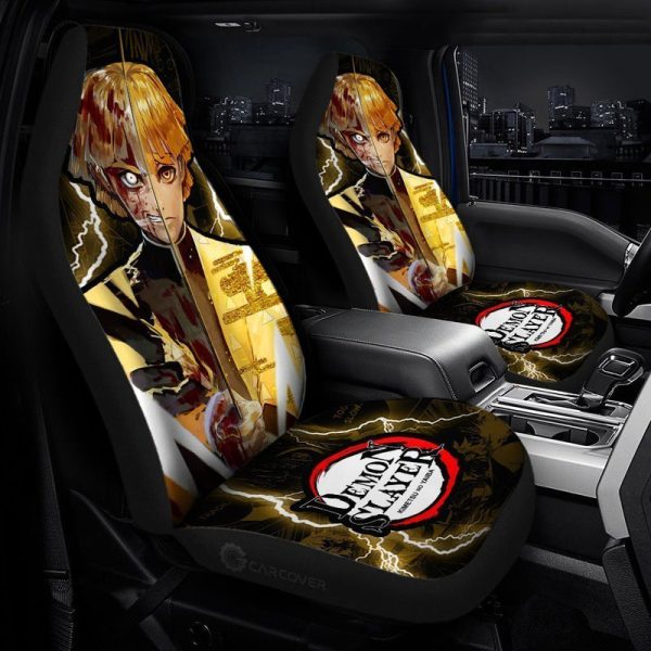 Demon Slayer Zenitsu Car Seat Covers Custom Face Anime Car Accessories