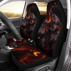 Demon Wolf Car Seat Covers Custom Animal Car Accessories