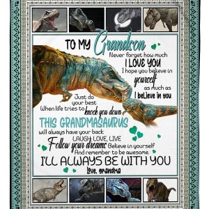 Dinosaur Grandma Gifts For Grandson Never Forget How Much I Love You Blanket