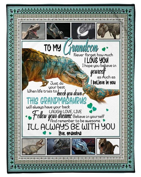 Dinosaur Grandma Gifts For Grandson Never Forget How Much I Love You Blanket